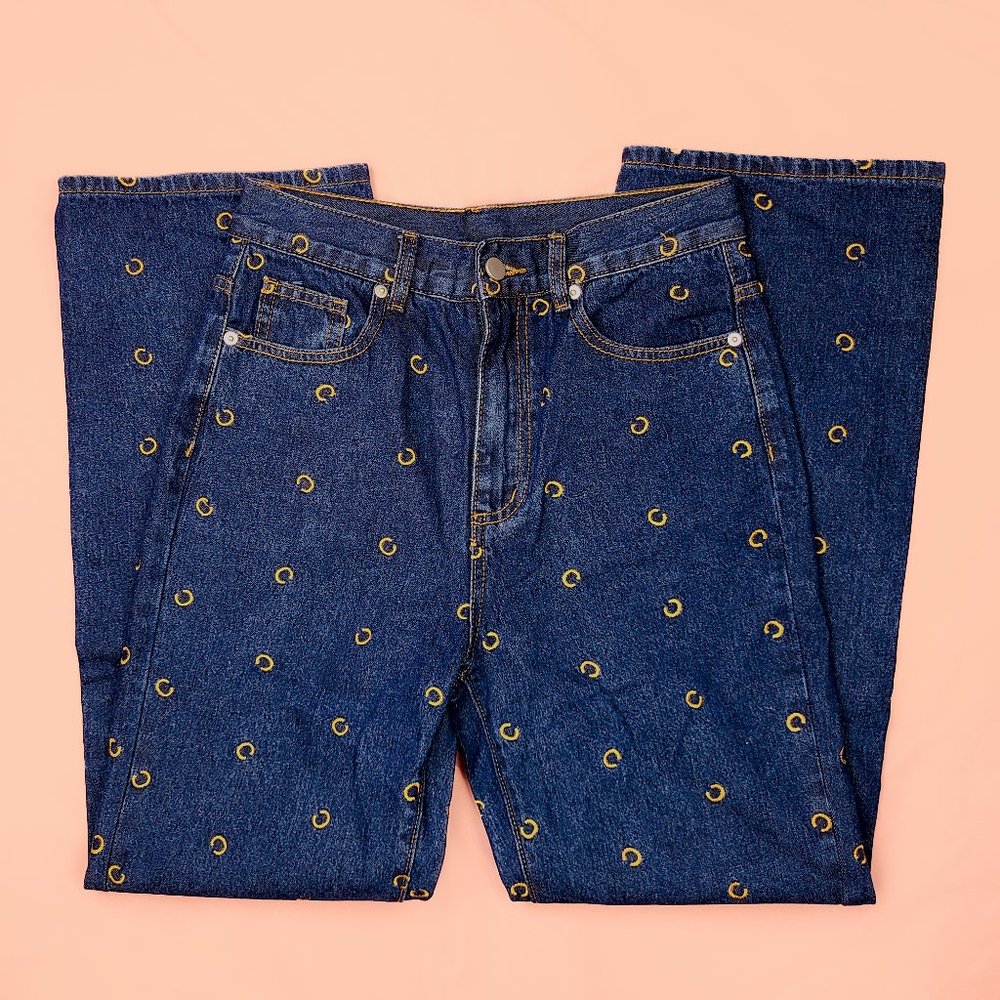 Cider All Over Print high waist jeans in dark blue NWT
